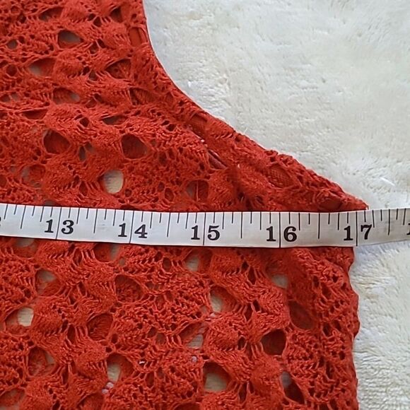 Mimi Chica Women's XS Crochet Rusty Red Overlay Tank Top Criss Cross Back Boho - Picture 8 of 15
